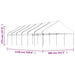 Prieel met dak 13,38x5,88x3,75 m polyetheen wit