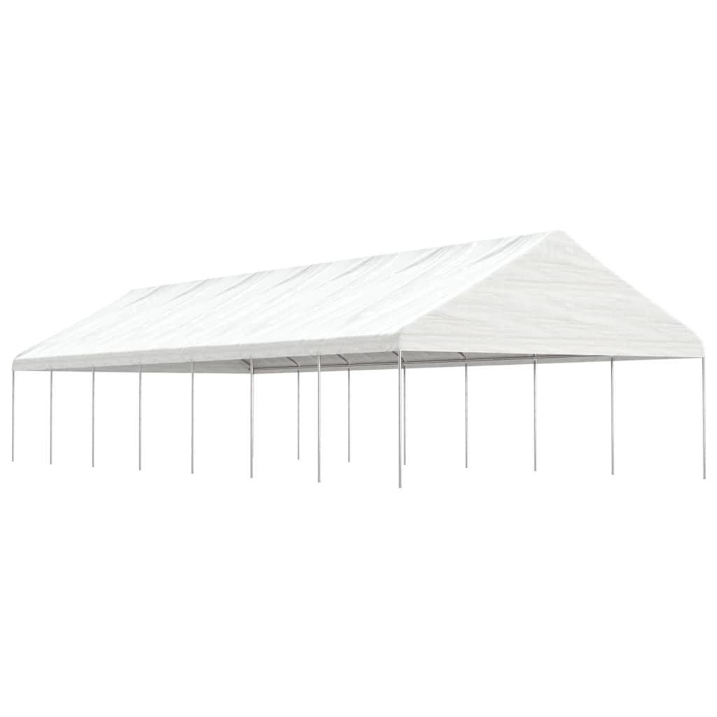 Prieel met dak 15,61x5,88x3,75 m polyetheen wit