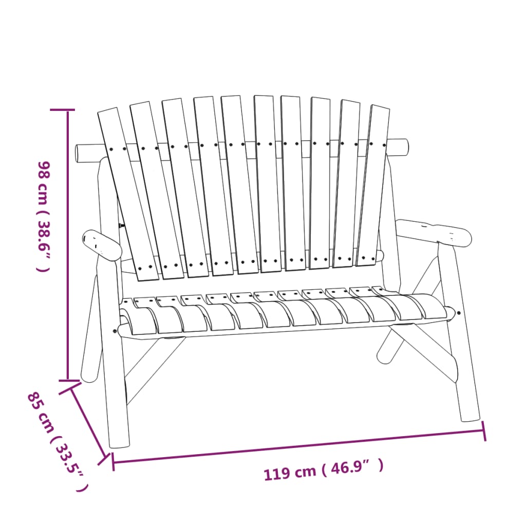 Tuinbank 2-Zits 119X85X98 Cm Massief Vurenhout Donkerbruin
