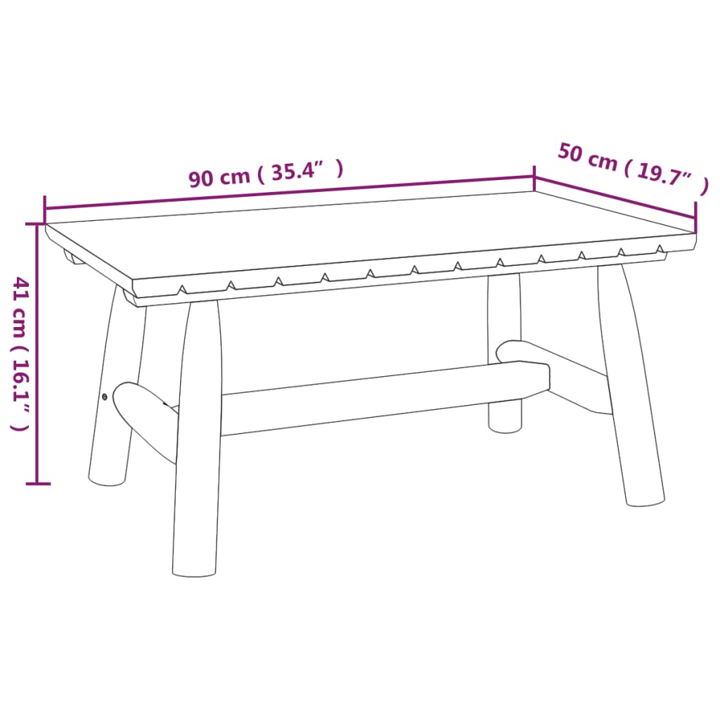 Salontafel 90X50X41 Cm Massief Vurenhout Naturel