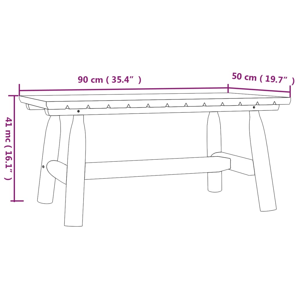 Salontafel 90X50X41 Cm Massief Vurenhout Donkerbruin