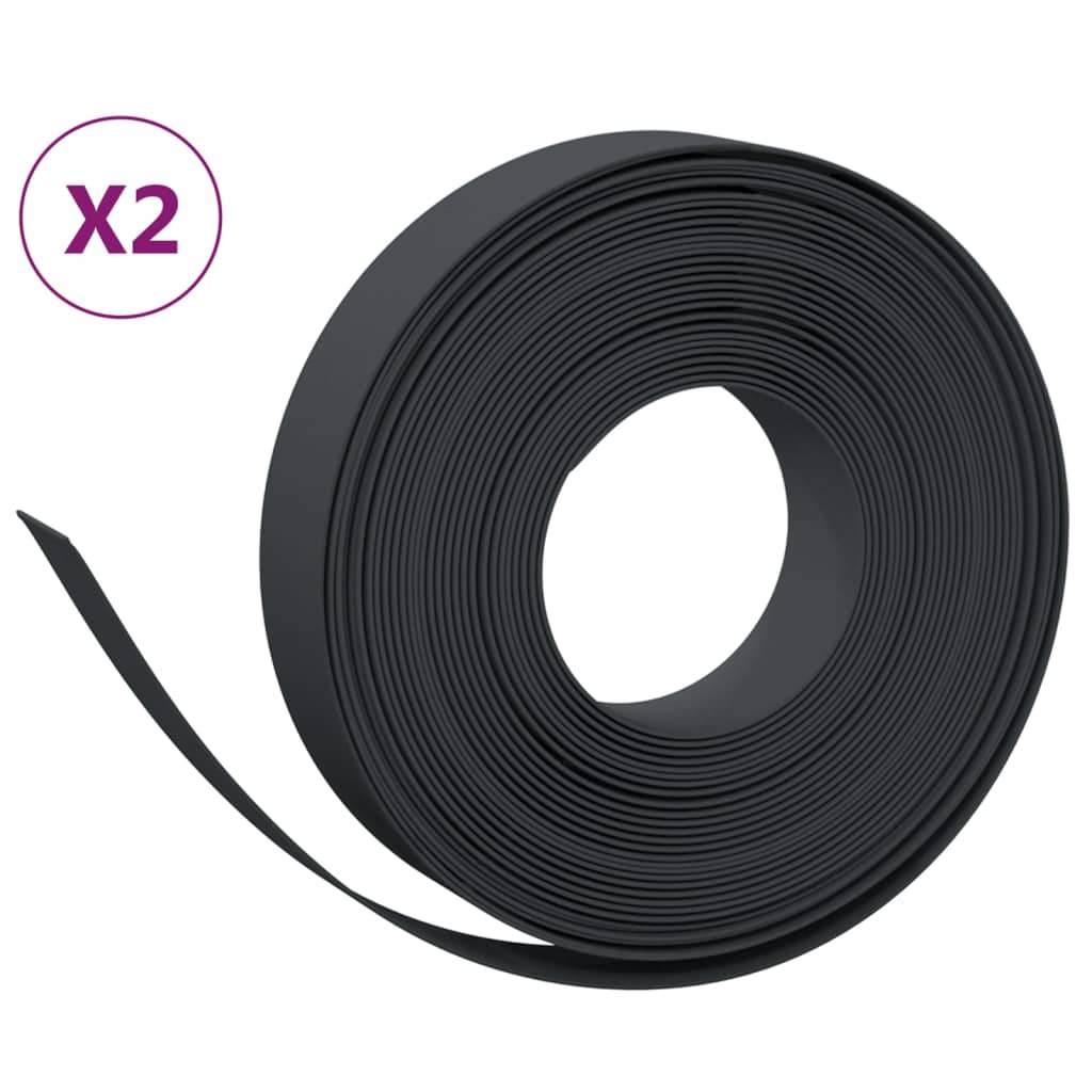 Tuinranden 2 st 10 m 10 cm polyetheen zwart