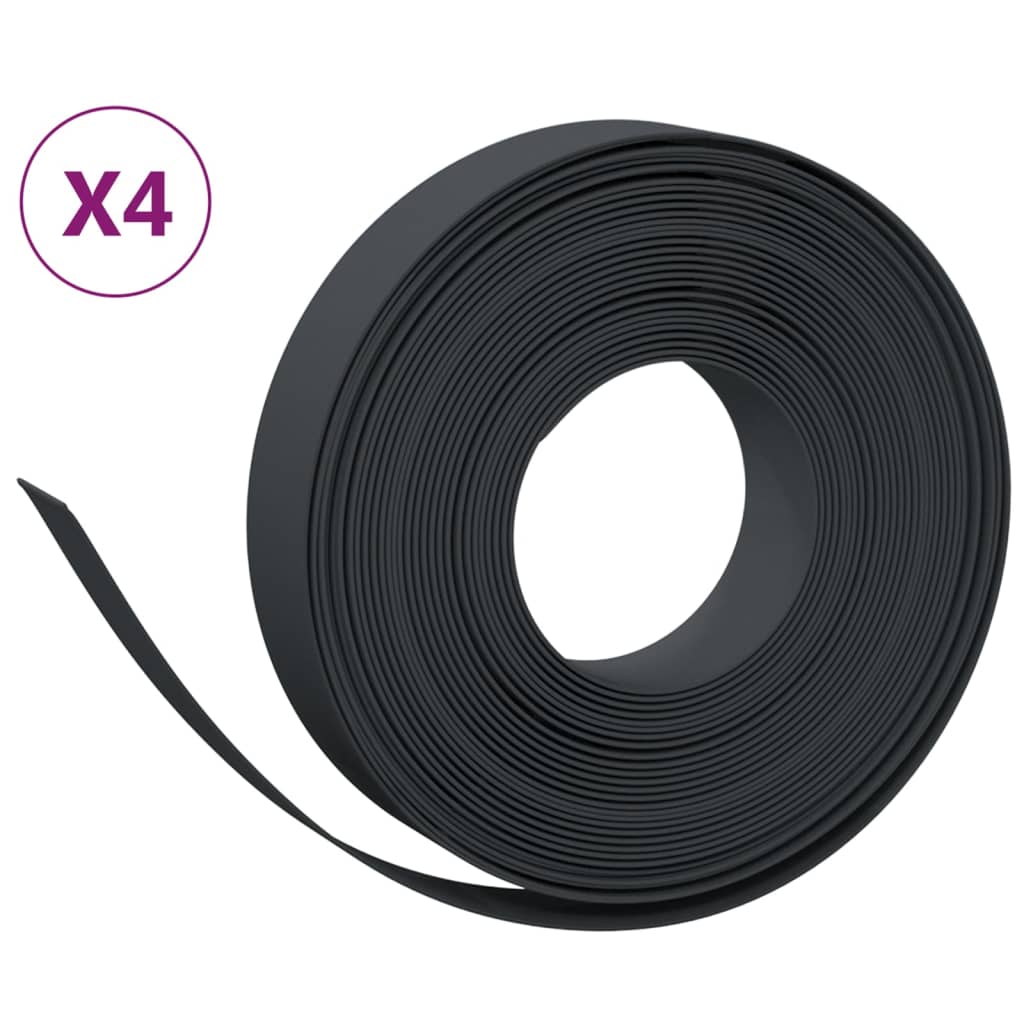 Tuinranden 4 st 10 m 10 cm polyetheen zwart