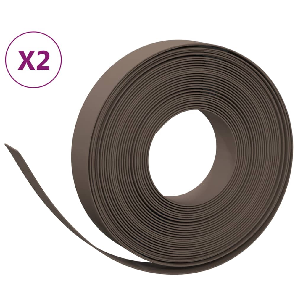 Tuinranden 2 st 10 m 10 cm polyetheen bruin