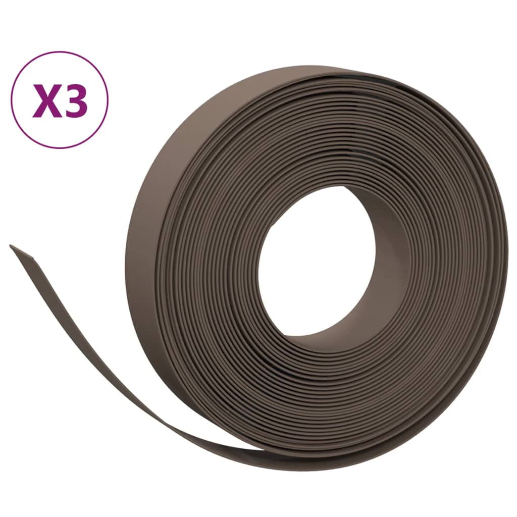 Tuinranden 3 st 10 m 10 cm polyetheen bruin