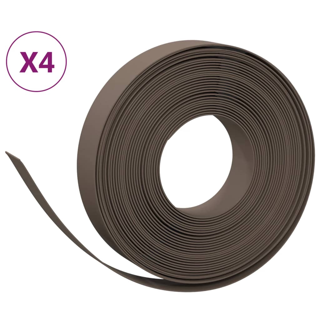 Tuinranden 4 st 10 m 10 cm polyetheen bruin