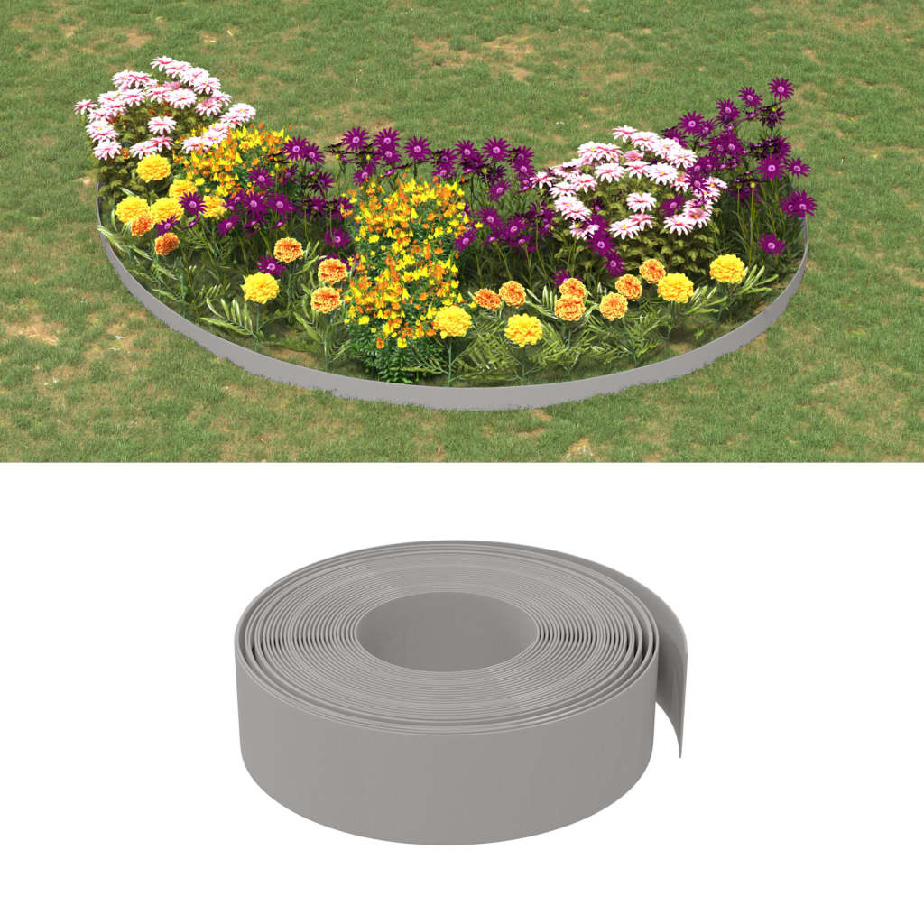Tuinranden 4 st 10 m 15 cm polyetheen grijs