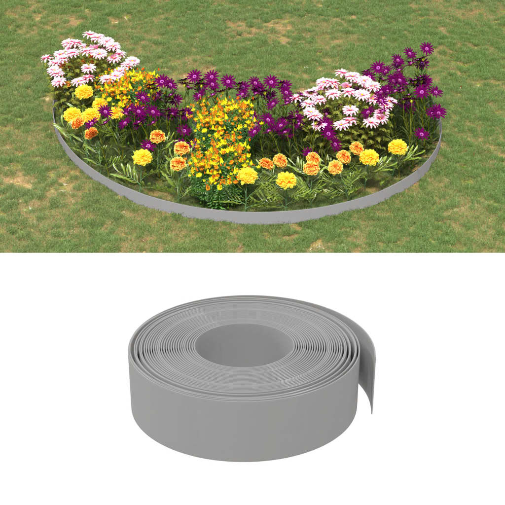 Tuinranden 5 st 10 m 15 cm polyetheen grijs