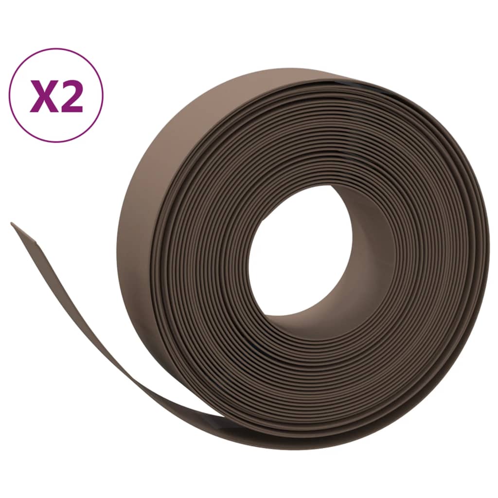 Tuinranden 2 st 10 m 15 cm polyetheen bruin