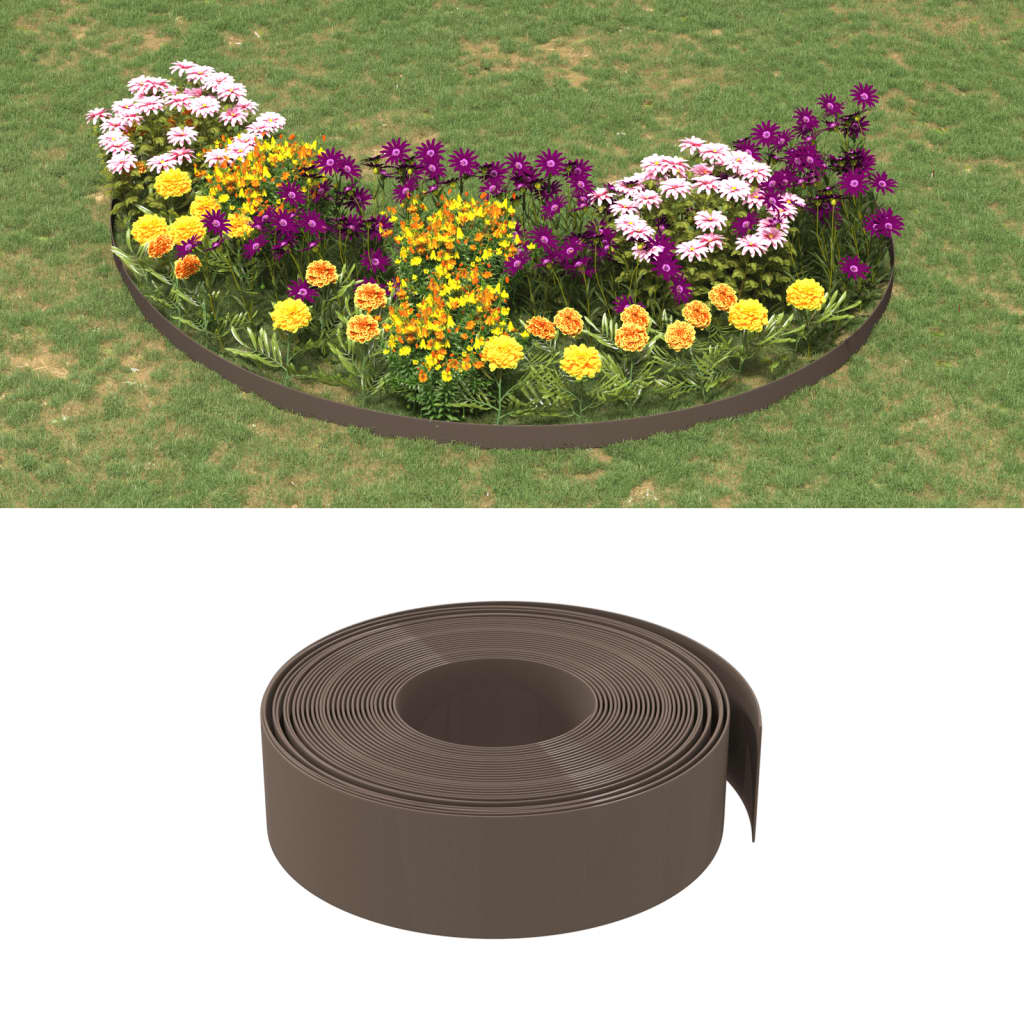 Tuinranden 3 st 10 m 15 cm polyetheen bruin