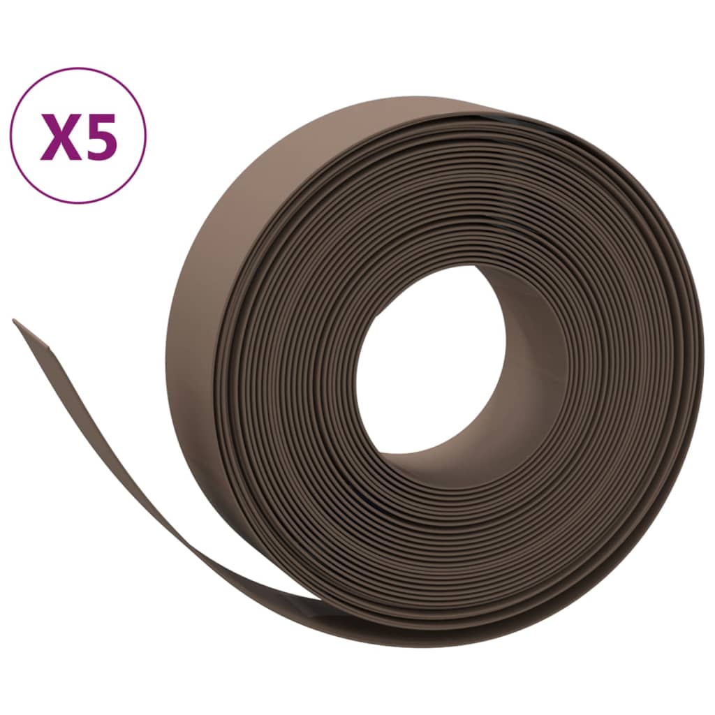 Tuinranden 5 st 10 m 15 cm polyetheen bruin