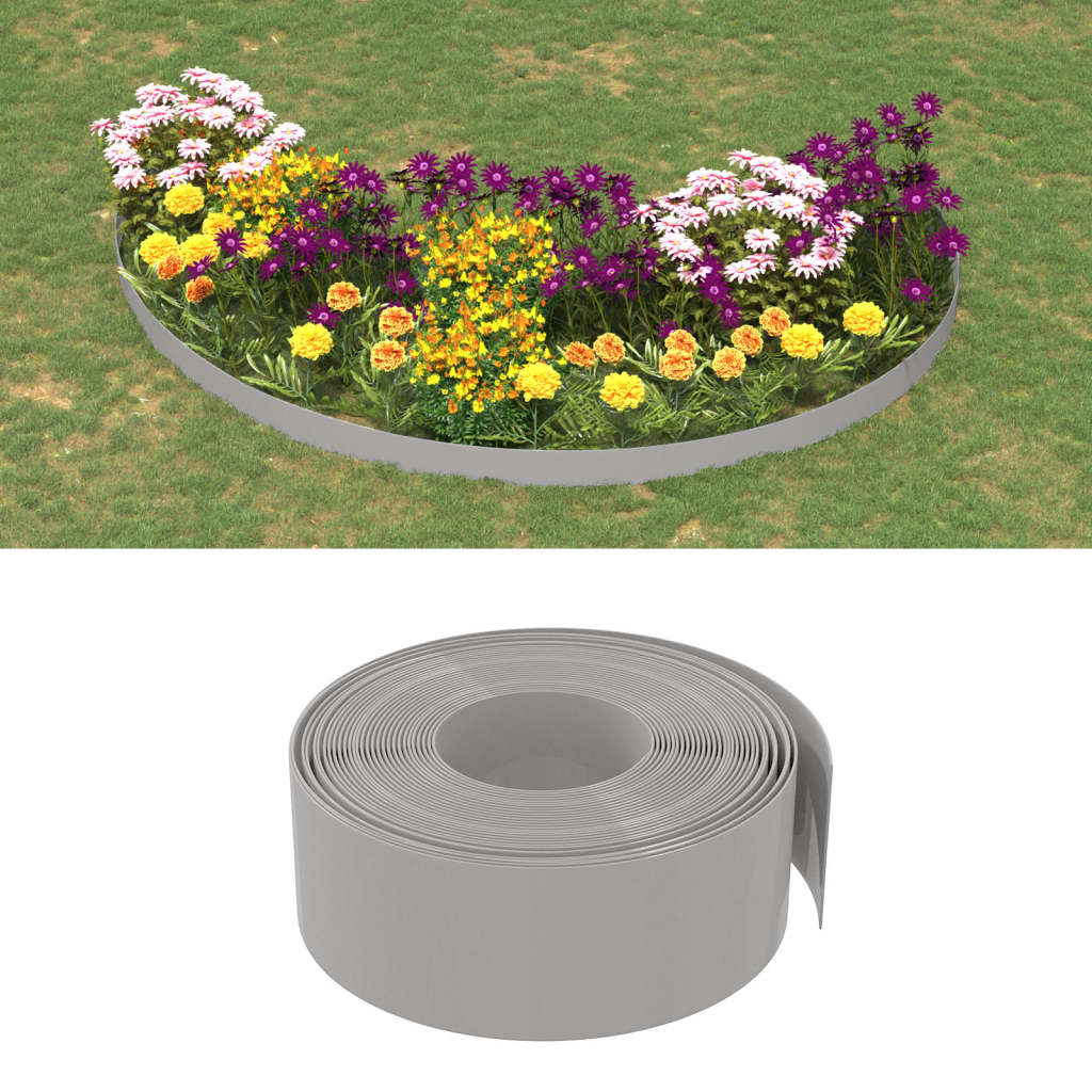 Tuinranden 2 st 10 m 20 cm polyetheen grijs