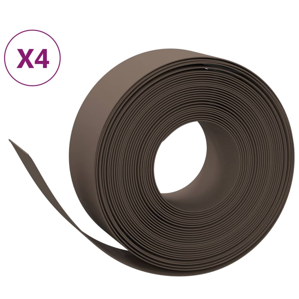 Tuinranden 4 st 10 m 20 cm polyetheen bruin