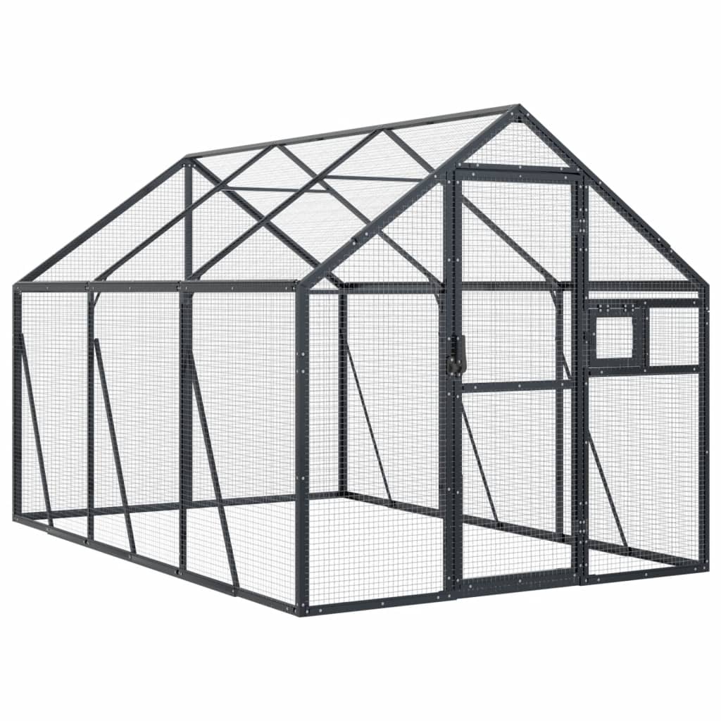 Volière 1,79x3x1,85 m aluminium antracietkleurig