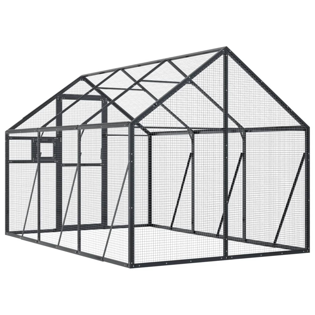 Volière 1,79x3x1,85 m aluminium antracietkleurig