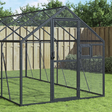 Volière 1,79x4x1,85 m aluminium antracietkleurig