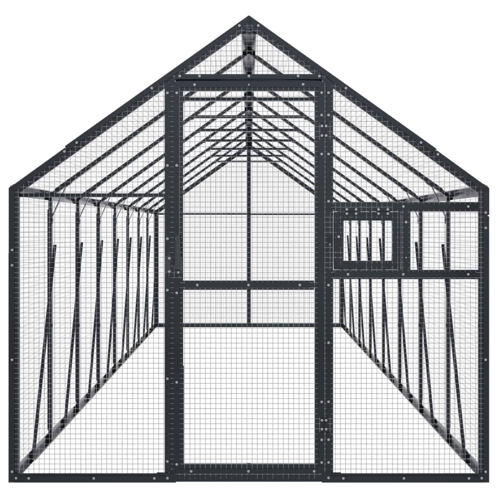 Volière 1,79x8x1,85 m aluminium antracietkleurig