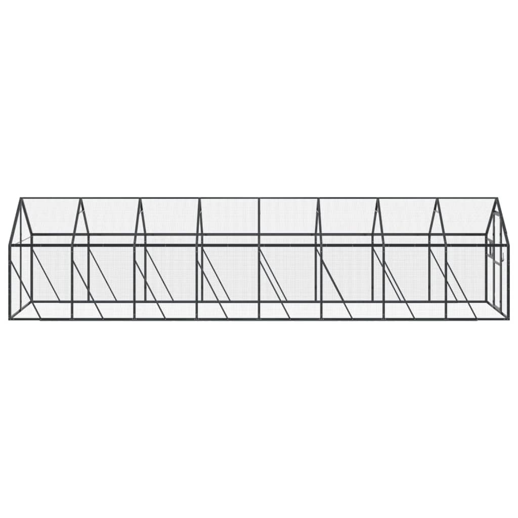 Volière 1,79x8x1,85 m aluminium antracietkleurig