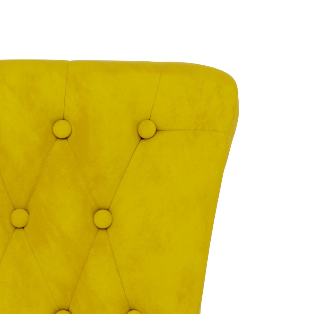 Stoel hoge rugleuning met knopen fluweel geel
