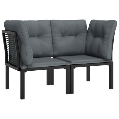 Tuinhoekstoelen 2 St Met Kussens Poly Rattan Zwart En Grijs 1 2x hoek
