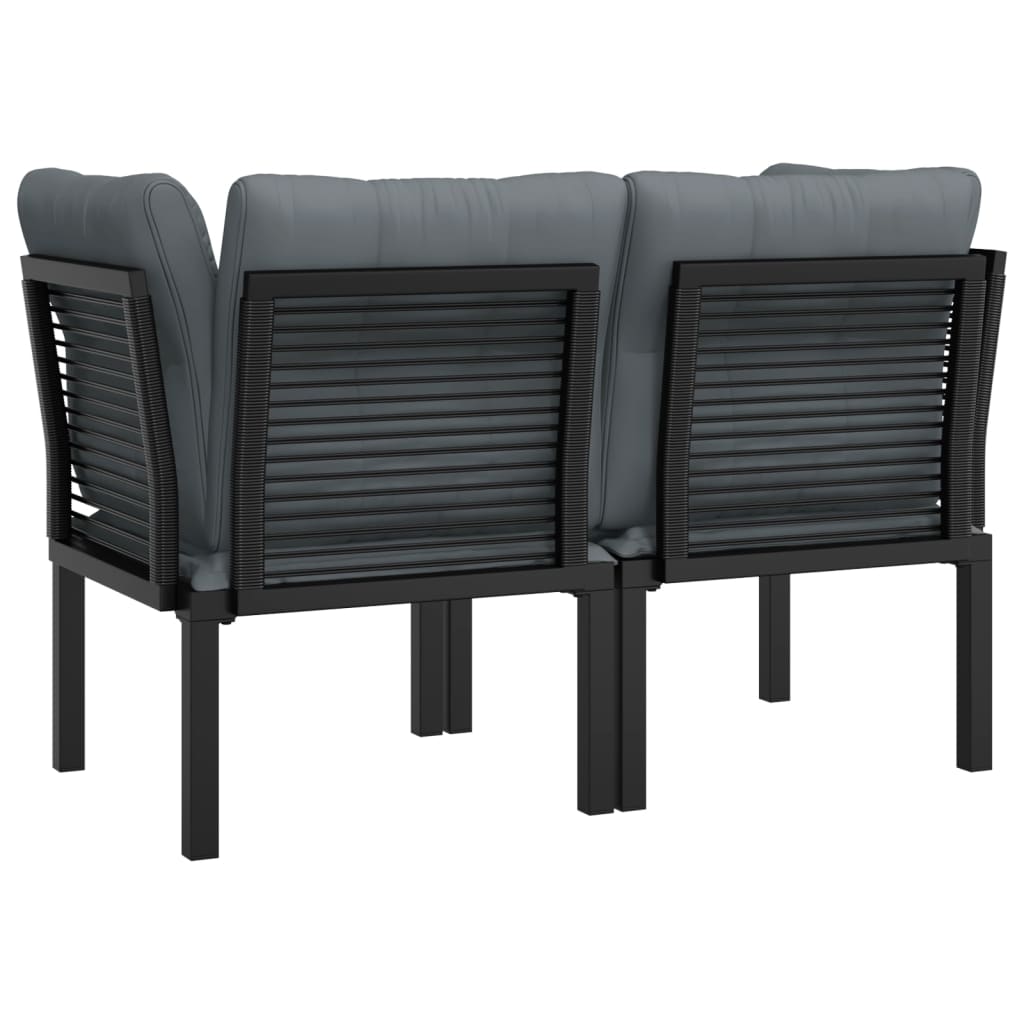 Tuinhoekstoelen 2 St Met Kussens Poly Rattan Zwart En Grijs 1 2x hoek