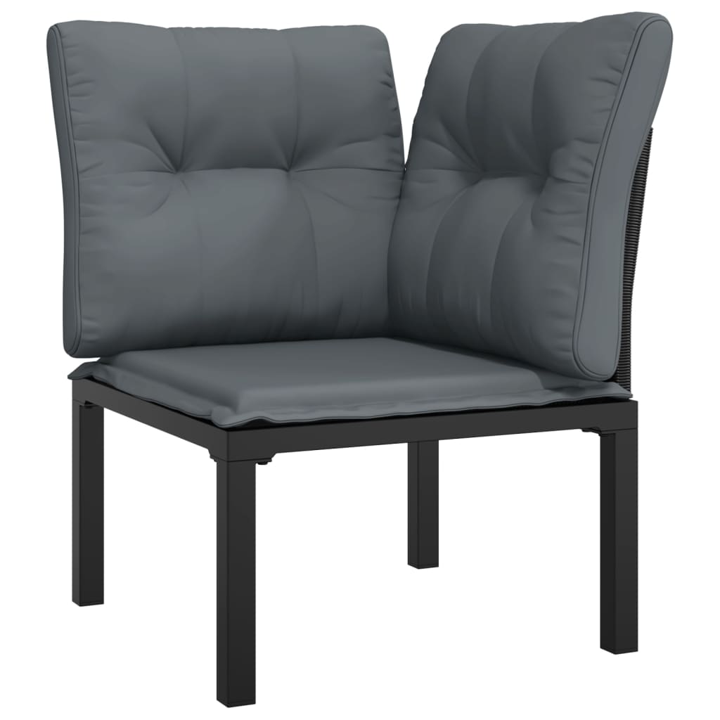 Tuinhoekstoelen 2 St Met Kussens Poly Rattan Zwart En Grijs 1 2x hoek