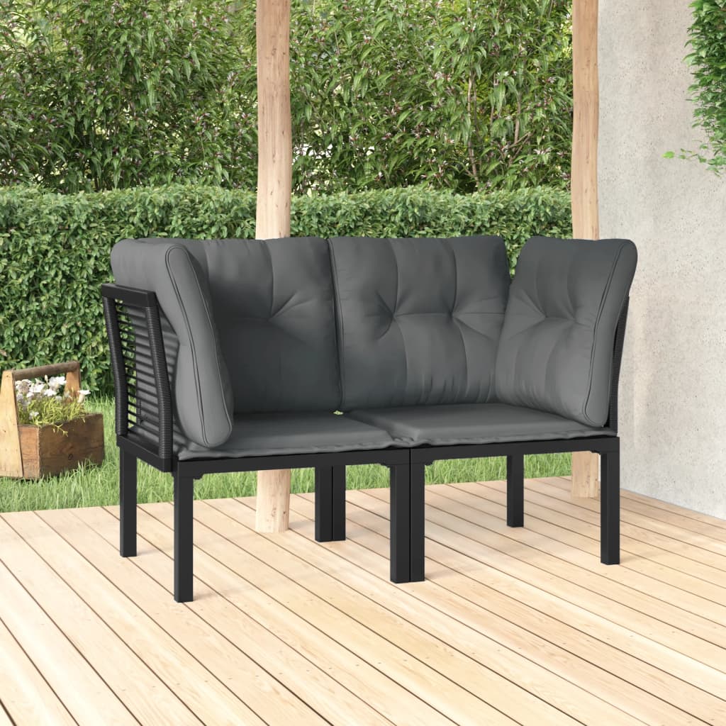Tuinhoekstoelen 2 St Met Kussens Poly Rattan Zwart En Grijs 1 2x hoek