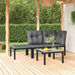 4-Delige Loungeset Poly Rattan Zwart En Grijs 1 hoek + midden + voetensteun + Tafel