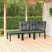 3-Delige Loungeset Met Kussens Poly Rattan Zwart En Grijs 1 hoek + midden + voetensteun