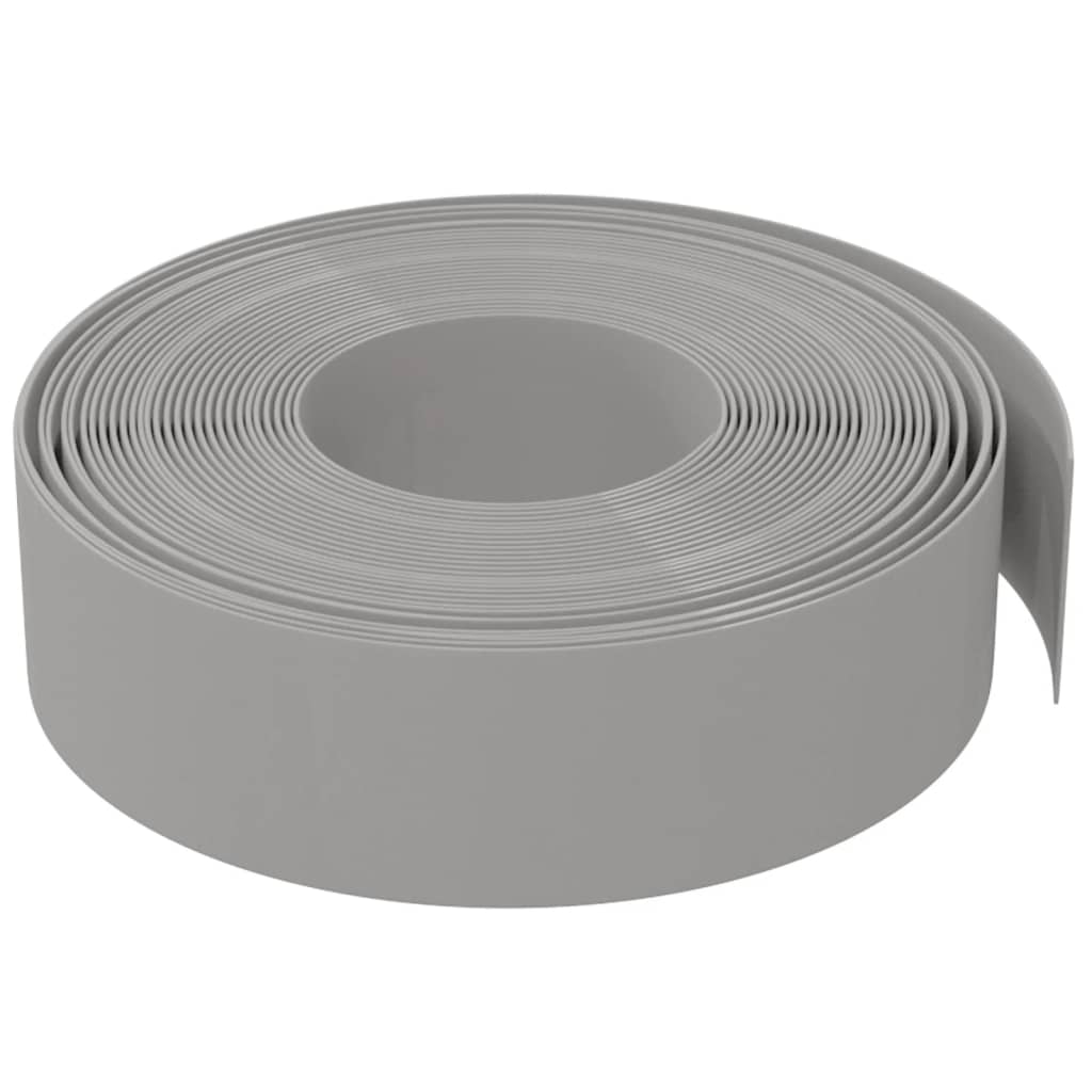 Tuinrand 10 m 15 cm polyetheen grijs