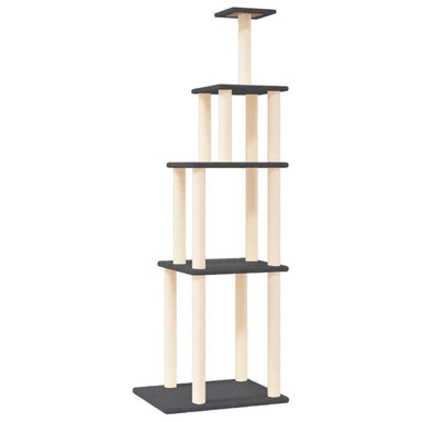 Kattenmeubel met sisal krabpalen 183 cm donkergrijs