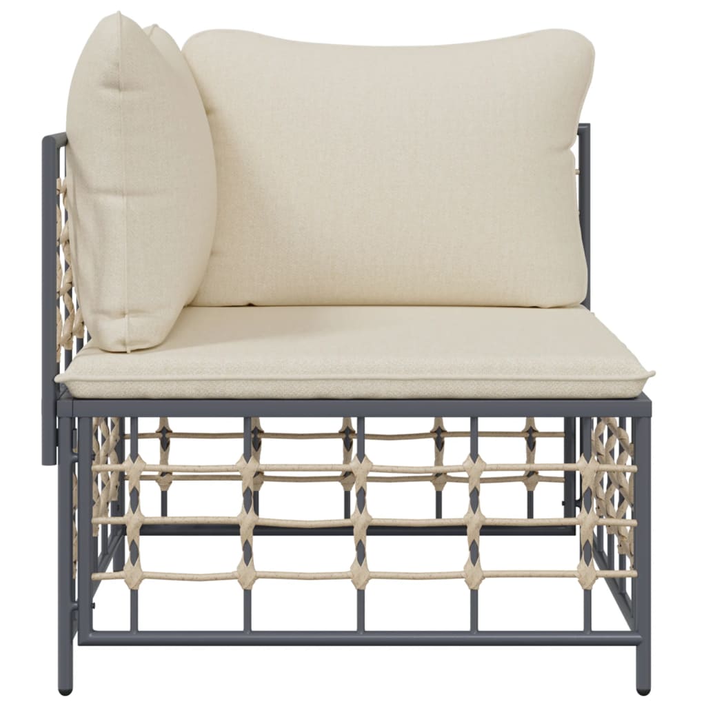 Tuinhoekbank Met Beige Kussens Poly Rattan 1