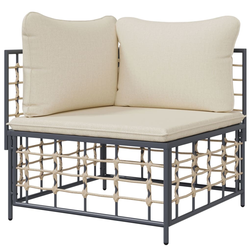 Tuinhoekbank Met Beige Kussens Poly Rattan 1