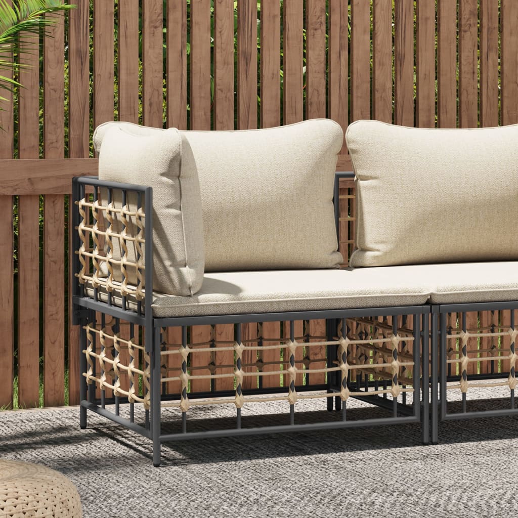 Tuinhoekbank Met Beige Kussens Poly Rattan 1