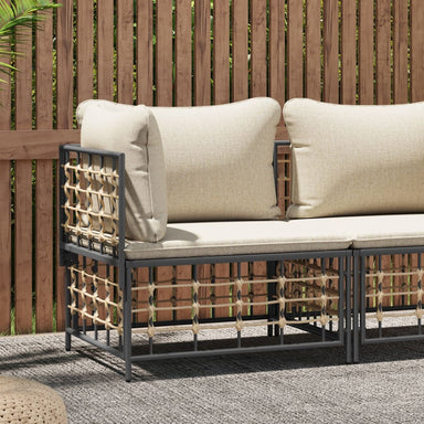 Tuinhoekbank Met Beige Kussens Poly Rattan 1