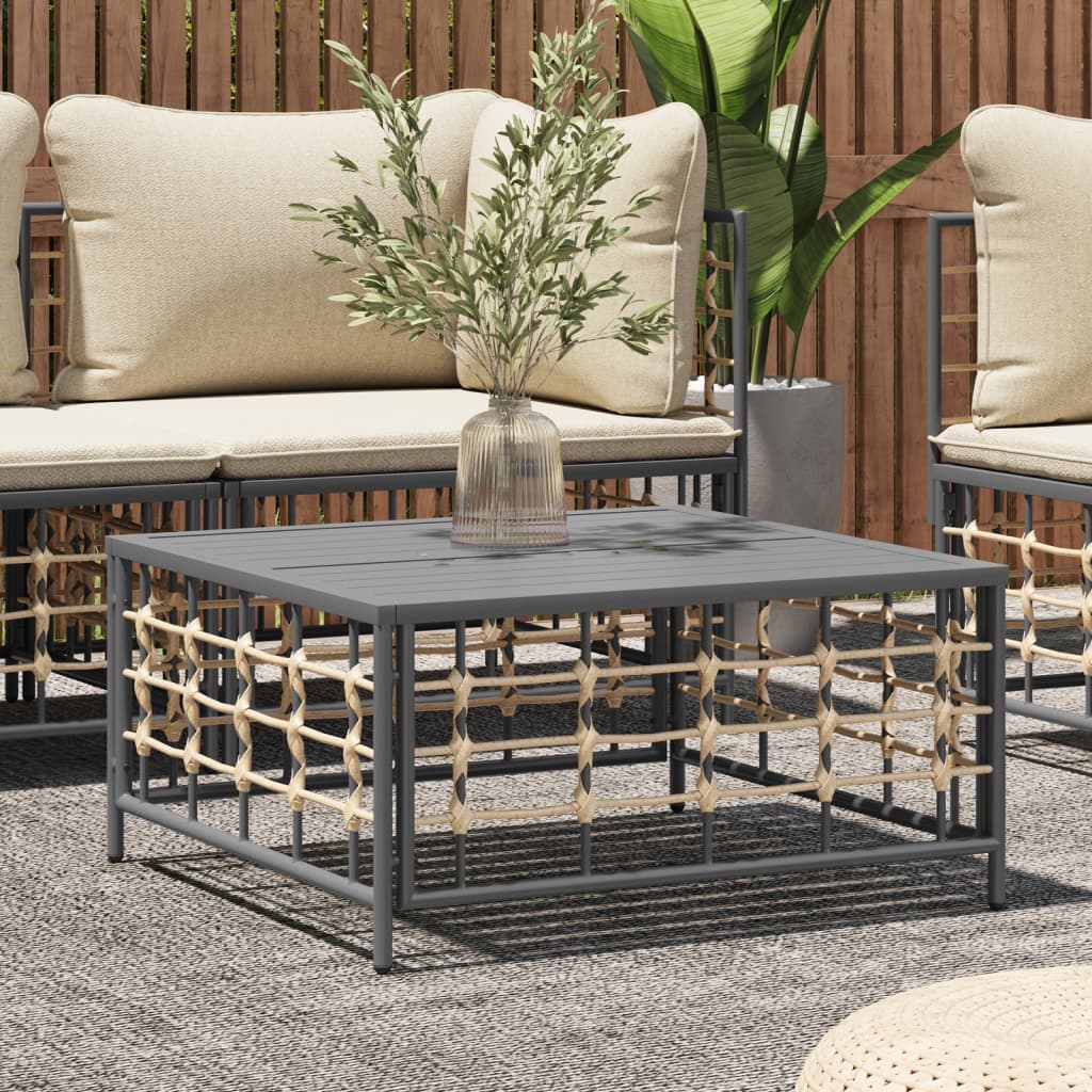 Tuintafel 70X70X34 Cm Poly Rattan Antracietkleurig 1 Donkergrijs
