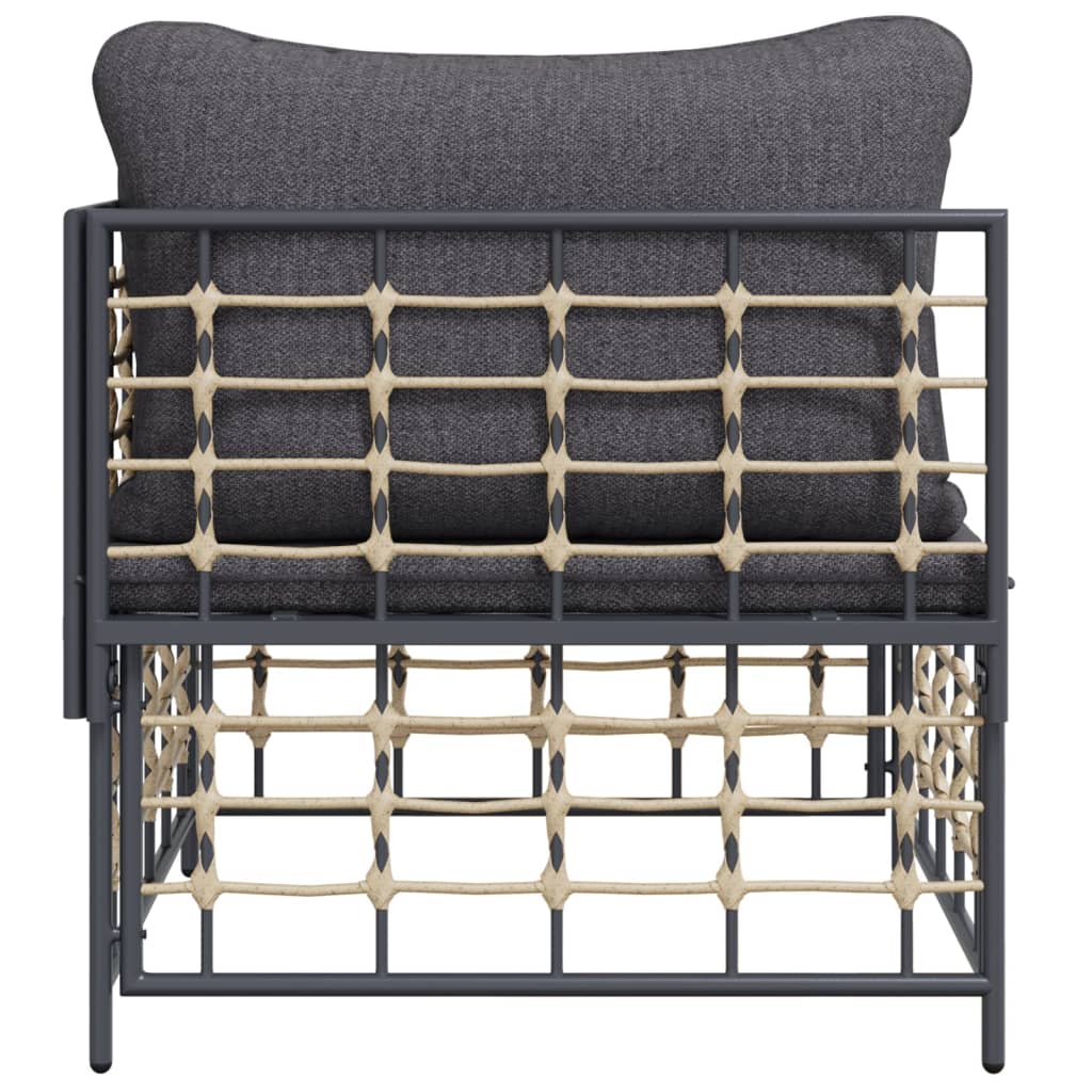 Tuinhoekbank Met Donkergrijze Kussen Poly Rattan 1 Donkergrijs