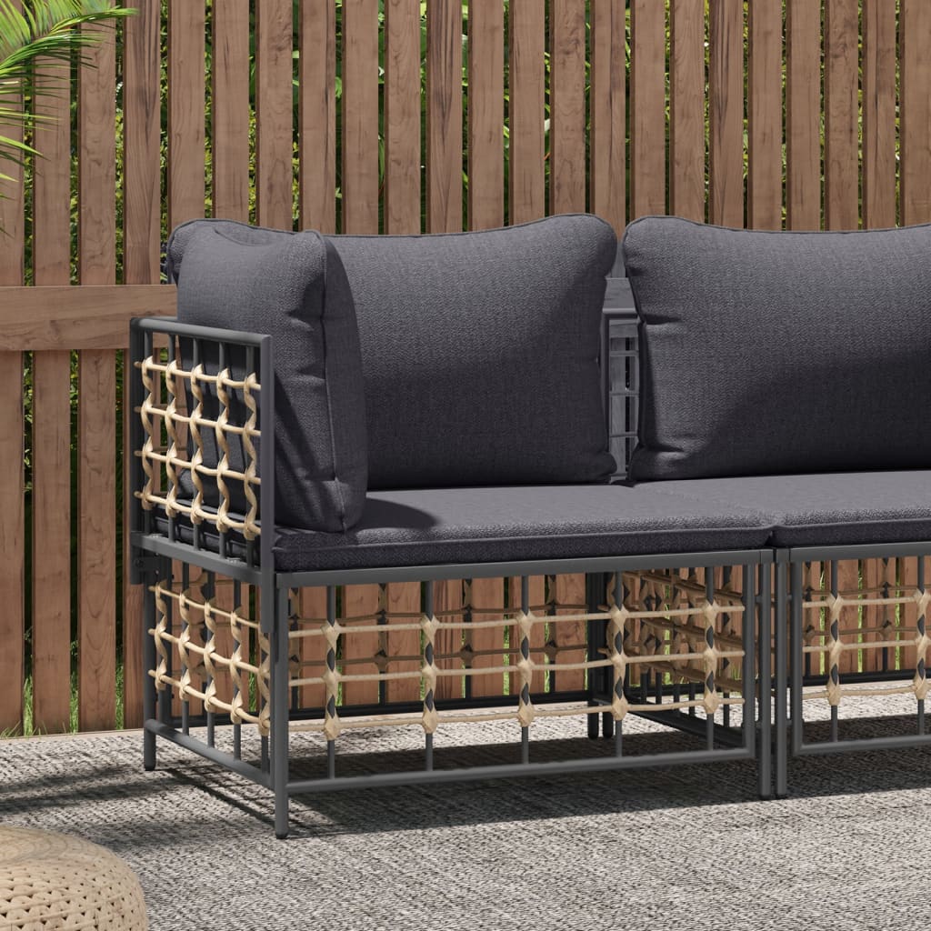 Tuinhoekbank Met Donkergrijze Kussen Poly Rattan 1 Donkergrijs