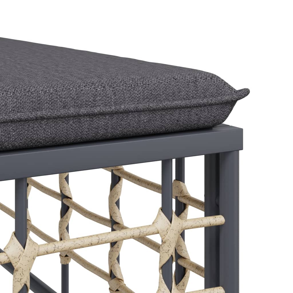 Tuinmiddenbank Met Donkergrijze Kussens Poly Rattan 1 Donkergrijs