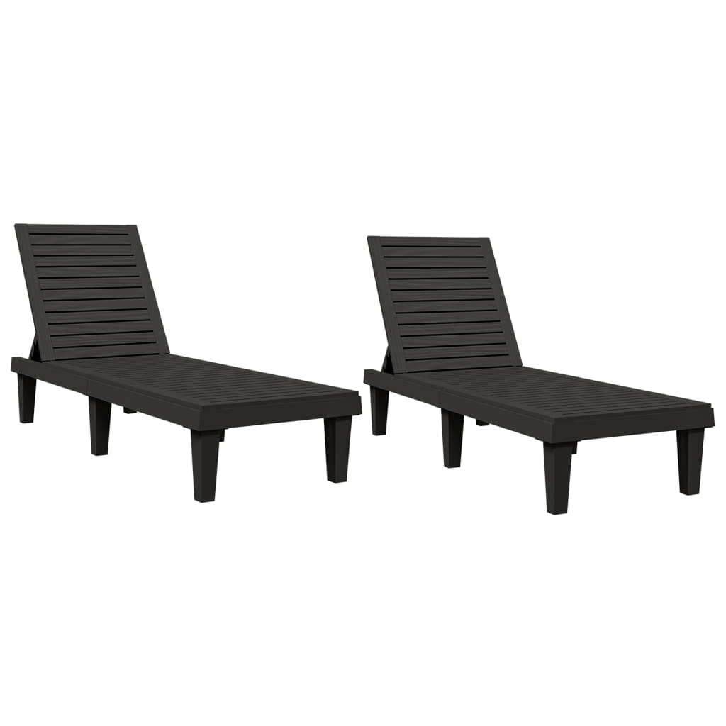 Ligbedden 2 st 155x58x83 cm polypropeen zwart