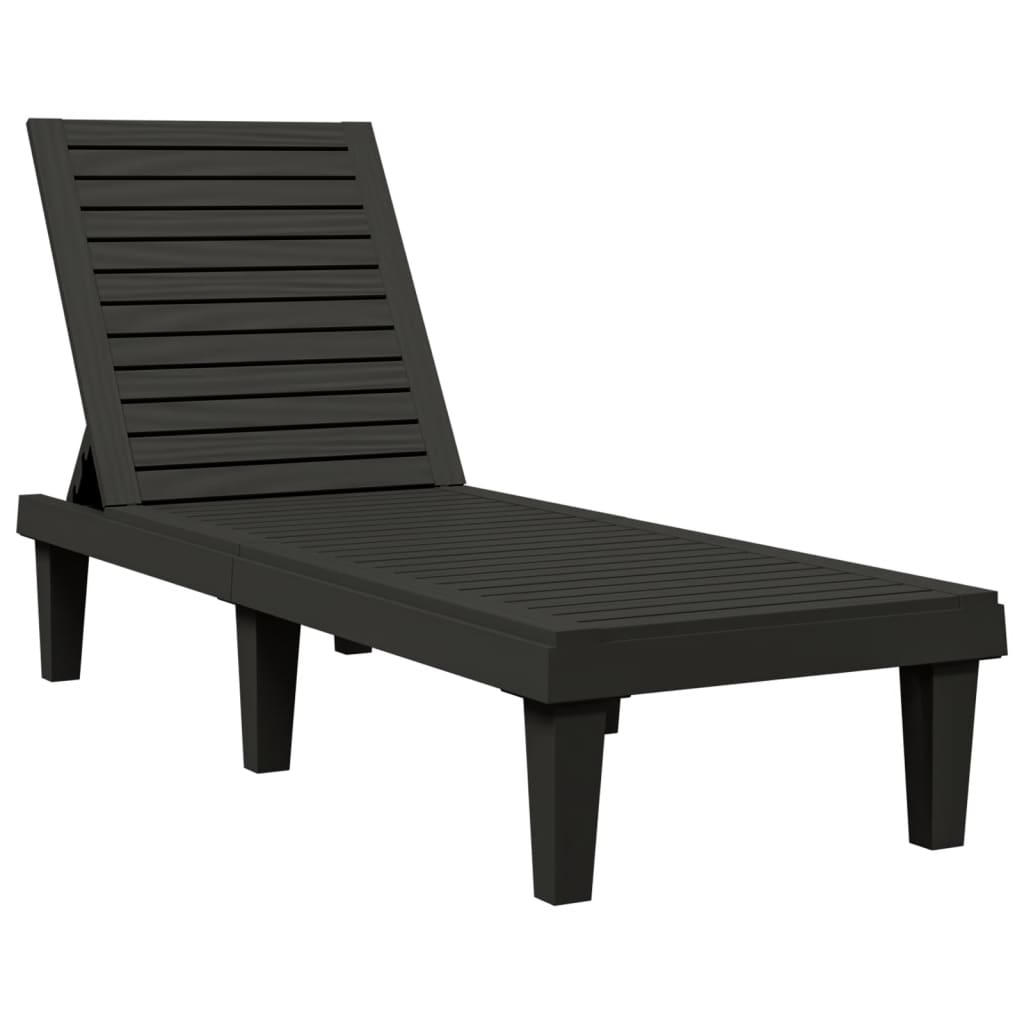 Ligbedden 2 st 155x58x83 cm polypropeen zwart