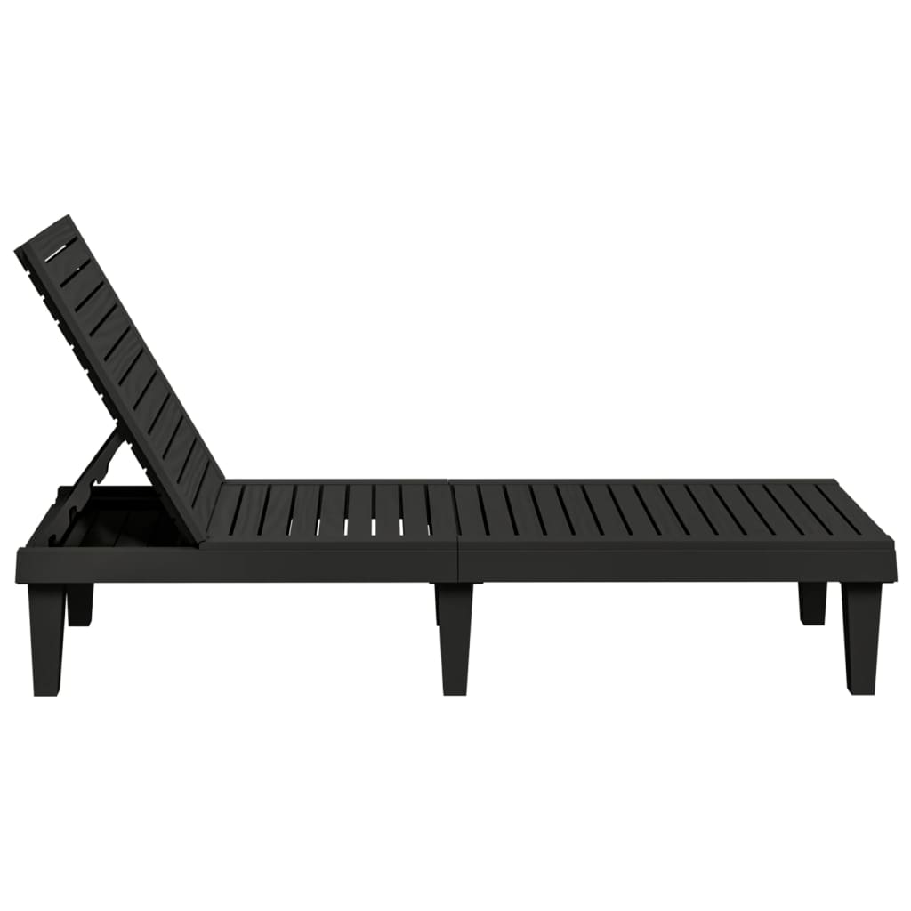 Ligbedden 2 st 155x58x83 cm polypropeen zwart