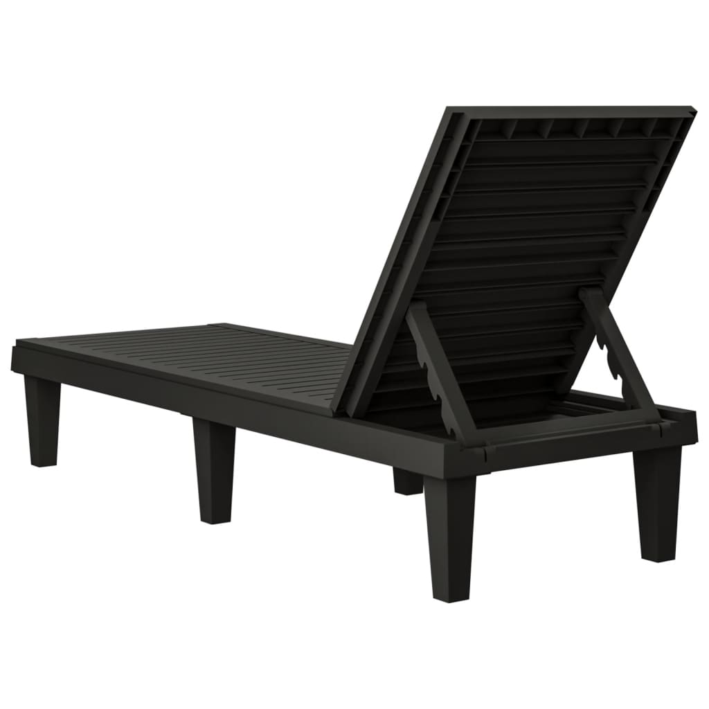 Ligbedden 2 st 155x58x83 cm polypropeen zwart