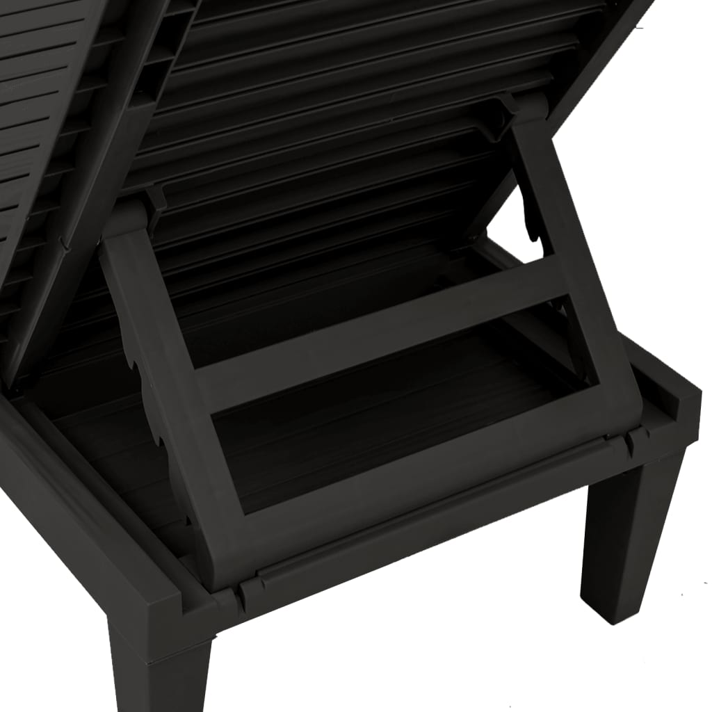 Ligbedden 2 st 155x58x83 cm polypropeen zwart