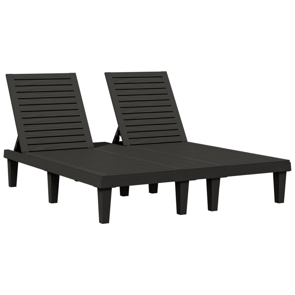 Ligbed tweepersoons 155x138x83 cm polypropeen zwart