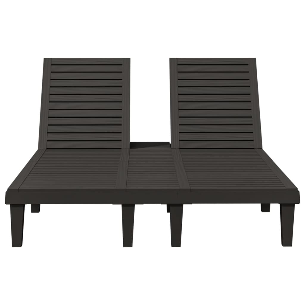 Ligbed tweepersoons 155x138x83 cm polypropeen zwart