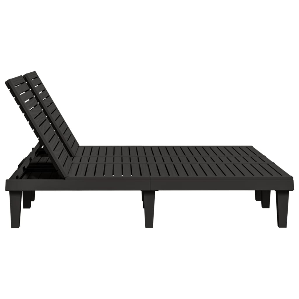 Ligbed tweepersoons 155x138x83 cm polypropeen zwart