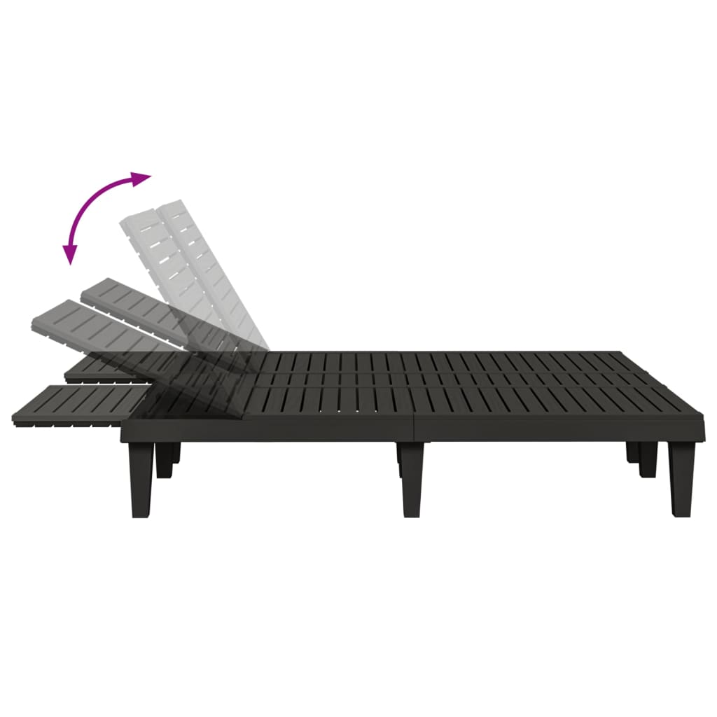 Ligbed tweepersoons 155x138x83 cm polypropeen zwart