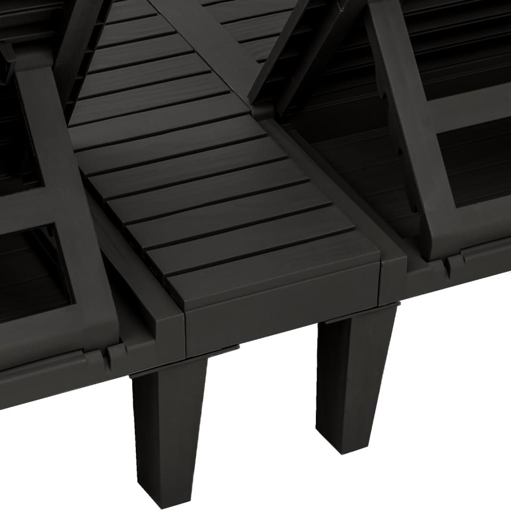 Ligbed tweepersoons 155x138x83 cm polypropeen zwart