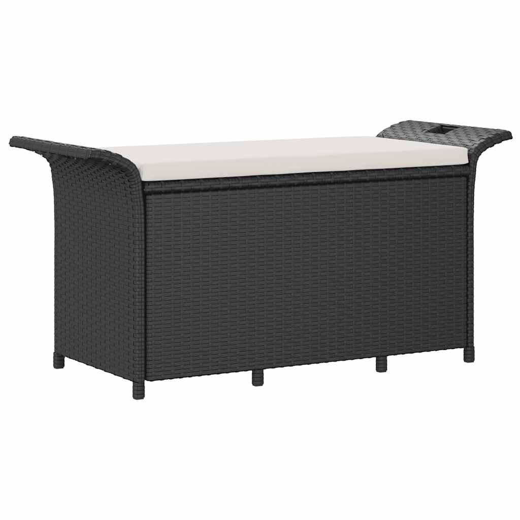 Tuinbank met kussen 116x46x57 cm poly rattan zwart